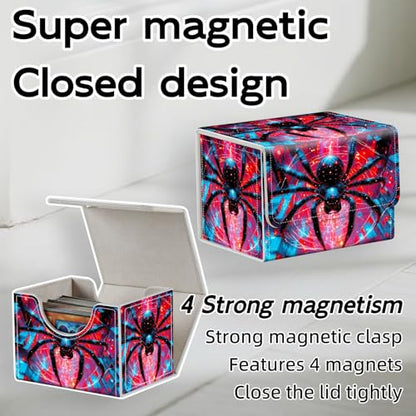 Trading Card Storage Box, Holds 100+ for MTG Cards, Premium PU Leather with Magnetic Closure, Neon Metropolis Giant Spider Durable Deck Box for Magic the Gathering, Trading Card Games - color: Neon Metropolis Giant Spider