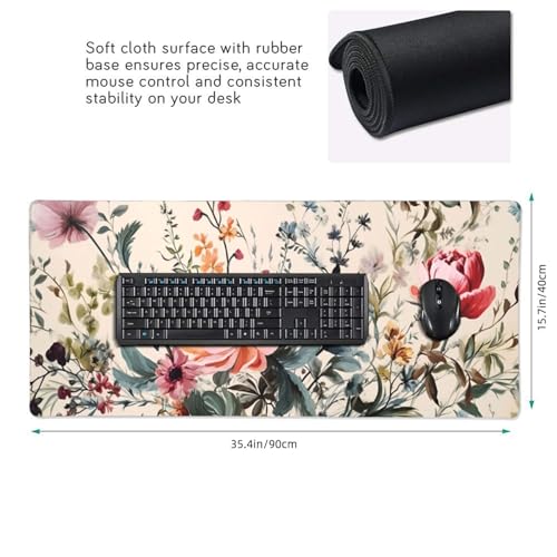 35.4 x 15.7 in, Waterproof XXL Large Mouse Pad for Desk, Extended Keyboard Mouse Mat for Computer Office, Big Laptop Mouse pad, Gaming Pc-Weeds and Flowers - color: Weeds and Flowers