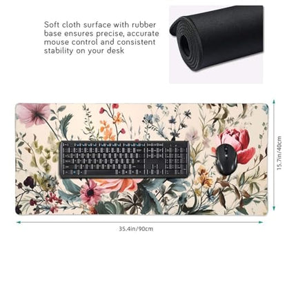 35.4 x 15.7 in, Waterproof XXL Large Mouse Pad for Desk, Extended Keyboard Mouse Mat for Computer Office, Big Laptop Mouse pad, Gaming Pc-Weeds and Flowers - color: Weeds and Flowers
