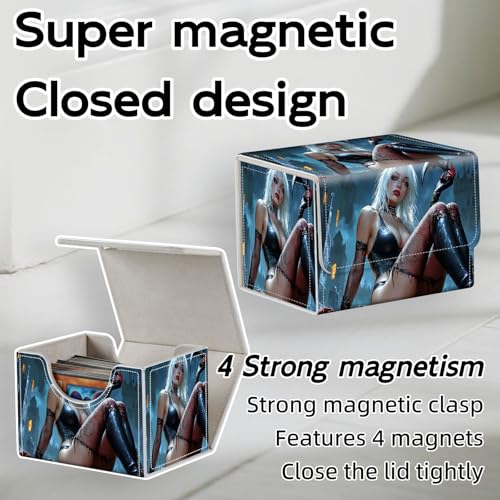 Trading Card Storage Box, Holds 100+ for MTG Cards, PU Leather with Magnetic Closure, Assassin in Gothic Graveyard Durable Deck Box for Magic the Gathering, Trading Card Games - color: Assassin in Gothic Graveyard