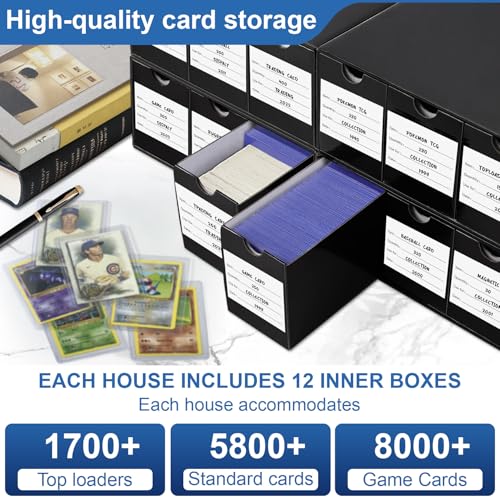 Trading Card Storage Box 12 Drawers Cardboard Organizer with Dividers for top loaders, TCG, MTG, Sport Cards Collection
