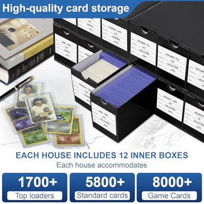 Trading Card Storage Box 12 Drawers Cardboard Organizer with Dividers for top loaders, TCG, MTG, Sport Cards Collection