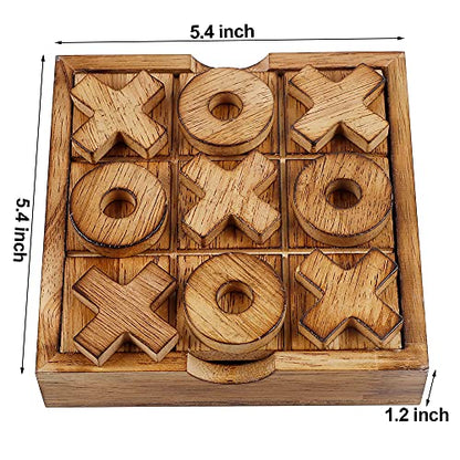 Glintoper Tic Tac Toe & Tumble Tower Blocks Tables Game Set, Classic Wood Stacking Game & XOXO Board Games for Kids Family, Living Room Rustic Coffee Table Decor, Travel Strategy Board Games - style: Tic Tac Toe & Tumble Tower