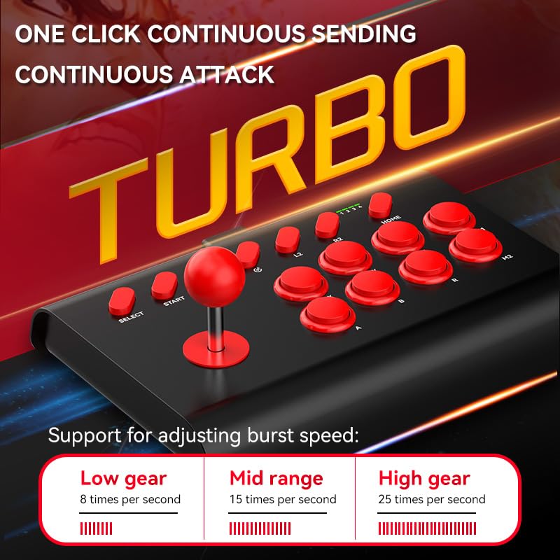 RALAN Arcade Fight Stick, Street Fighter Arcade Game Fighting Joystick with Turbo & Macro Functions Compatible with PS3/PS4/ Switch/PC Windows