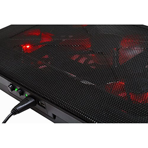 Mars Gaming MNBC2 Laptop Cooling Pad (Up to 17.3 Inches, 5 Fans, Red LED, 2x USB 2.0, Black)