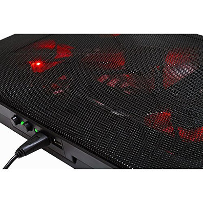 Mars Gaming MNBC2 Laptop Cooling Pad (Up to 17.3 Inches, 5 Fans, Red LED, 2x USB 2.0, Black)