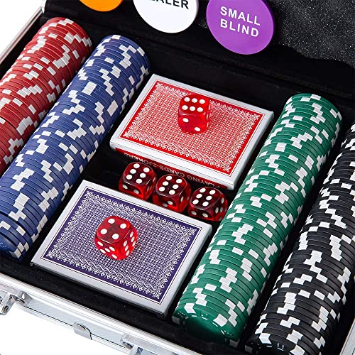Poker Chip Set - 200PCS Poker Chips with Aluminum Case, 11.5 Gram Chips for Texas Holdem Blackjack - style: 200pcs