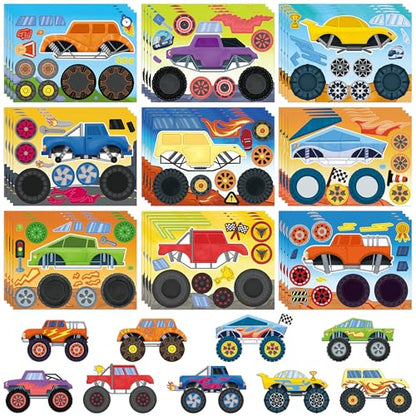 45 Sheets Monster Truck Stickers for Kids Toddlers, Make Your Own Monster Truck Stickers Birthday Party Favors Activities Goodie Bag Filler Crafts for Kids Classroom - style: Monster Truck 45 Sheets