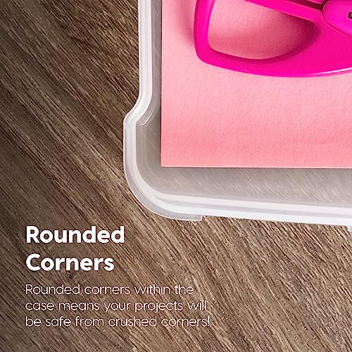 IRIS USA Board Game Storage |Made in USA| Slim Craft Case (4-Pack) - Clear | Fits 8.5" x 11" & A4 Paper, Organizers with Built-In Handle & Snap-Tight Lids, Containers for Puzzles, Art & Scrapbooking - size: 4 Pack