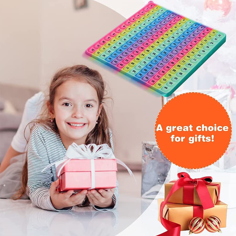 Multiplication Game Table 12 X 12 Math Flash Cards 3rd Grade Fingertip Fidget POP Toy Board Create a Variety of Multiplication additions for Teachers，Educational Science Kits - size: 20cm Vertical Stripe Macaron