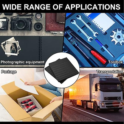 Frienda 2 Pcs Polyethylene Foam Sheet 18 x 16 x 1.5 Inch Cuttable Foam Inserts for Pads Toolbox Polyethylene Insert Packing Block Padding for Crafts Toolbox Storage, Black