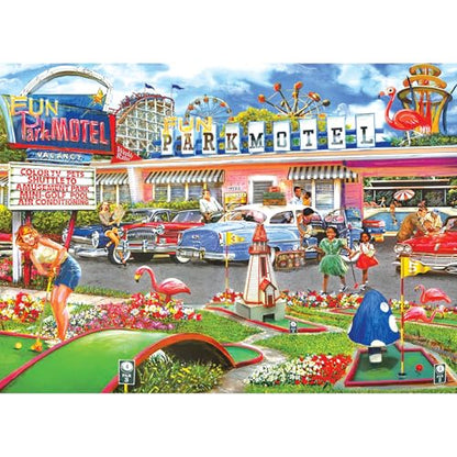 RoseArt - Back to The Past - Fun Park Motel - 1000 Piece Jigsaw Puzzle for Adults - style: Fun Park Motel
