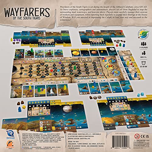Renegade Game Studios Wayfarers of the South Tigris Dice Placement Strategy Board Game, 1-4 Players, 60-90 Minutes | Strategic dice placement and worker management game for 60-90 minutes, featuring desert exploration and tableau building