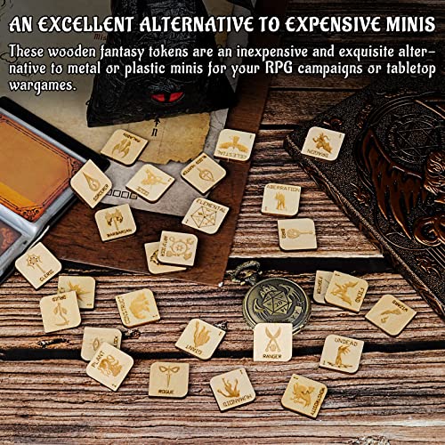CZYY Fantasy RPG Tokens, 110 Wood Hero and Creature Markers | 98 Numbered Creature & 12 Hero Tokens, Laser-Cut Birch Plywood, Quick Setup for Encounters, Gift for Game Master & RPG Player