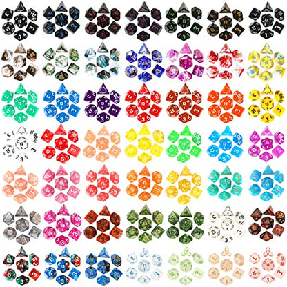 350 Pcs Dice Sets Bulk with Drawstring Bag Polyhedral Dice Sets Multi Role Playing Table Game D4 D6 D8 D10 D% D12 D20 (Mixed Style) - style: Mixed Style