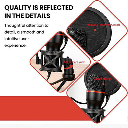 USB Microphone with RGB Light and Adjustable Tripod Stand, Plug and Play Mic for Desktop Laptop Streaming Recording