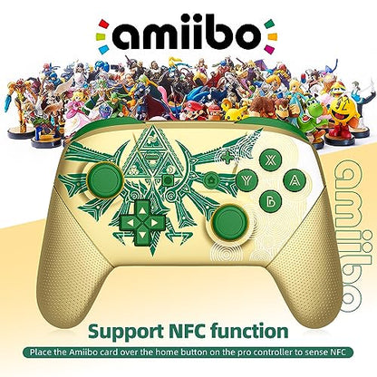 Switch Pro Controller, Wireless Switch Controllers with Carrying Storage Case, Upgraded Gamepad Switch Remote Replacement for Switch Controller Support NFC/Dual Vibration/Screenshot/Wake-up Function - color: Gold