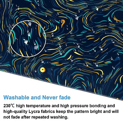 Abstract Swirl Desk Mat, XXL Large Gaming Mouse Pad | Vibrant fluid line art desk pad with smooth cloth surface and non-slip rubber base. Perfect for gaming and office. - color: Colorful Abstract Art