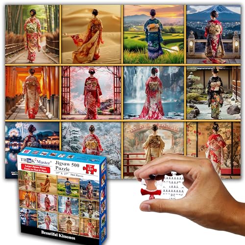 Think2Master Beautiful Kimonos from Japan 500 Pieces Very Large Pieces Jigsaw Puzzle for 13+, Adults & Seniors. Elegant Colorful Dresses Vibrant Colors, Cultural Art Size: 26.8” X 18.9” - style: Beautiful Kimonos