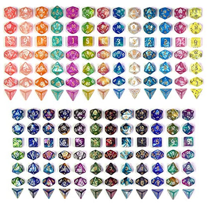 DND Dice Sets, 175Pcs Polyhedral D&D Dice with 4 Leather Bags for D&D Role-Playing Games, RPG Table Games(25Sets) - color: 25sets/175pcs