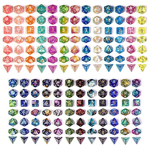 DND Dice Sets, 175Pcs Polyhedral D&D Dice with 4 Leather Bags for D&D Role-Playing Games, RPG Table Games(25Sets) - color: 25sets/175pcs