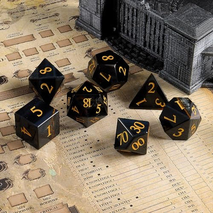 Natural Blue Tiger Eye Stone Dice Set, Hand Carved Polyhedral Dice for DND, RPG, Tabletop Games - color: Dice-violet