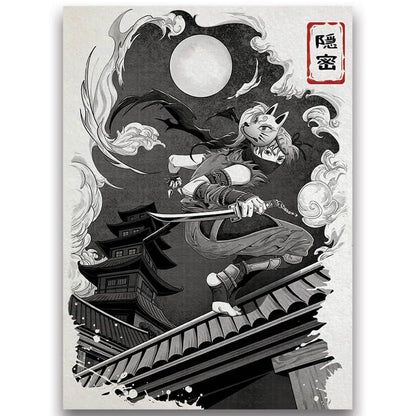 Kunoichi's Mission - Japanese Inked Yokai Series - Ninja - 100 Textured Matte TCG Card Sleeves - Fits Magic MTG Commander Pokemon and Other Card Games - Playing Card Sleeves - color: 172