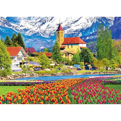 RoseArt - Kodak Premium - Brienz Town and Flowers, Switzerland - 1000 Piece Jigsaw Puzzle for Adults - style: Brienz Town and Flowers