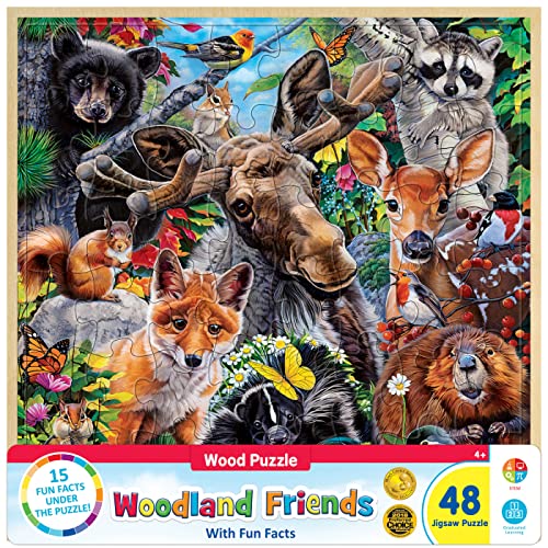 Masterpieces 48 Piece Fun Facts Jigsaw Puzzle for Kids - 12"x12" - Woodland Friends - style: Woodland Friends
