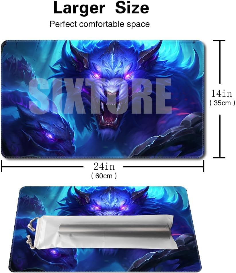 Premium Board Game 24x14in MTG Playmat Compatible for OCG CCG RPG TCG Playmat (Blue The Wolf) - color: Blue the Wolf