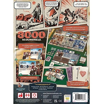 Unexpected Games 3000 Scoundrels Board Game - Wild West Strategy Game for 2-4 Players, Ages 12+