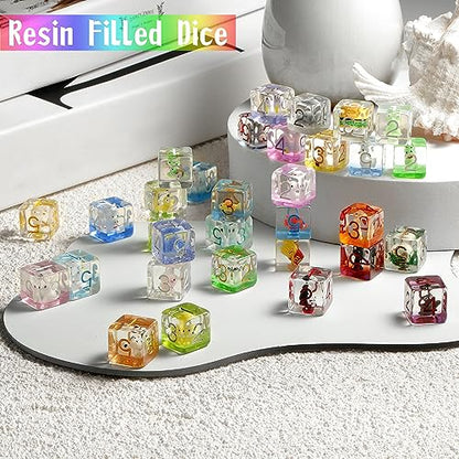 Chips DND Dice Set, DNDND 7PCS Resin Polyhedral Die with Velvet Bag for D&D Role Playing Games and Tabletop Games（Chips - color: Chips