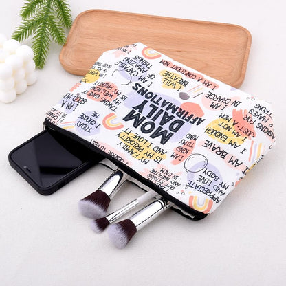 Positive Affirmation Mom Makeup Bags Best Mommy Mama Mother Birthday Gifts for Mom from Daughter Son Inspirational Motivational Pregnancy Gift for New Mother Mommy Mental Health Cosmetic Bag - color: Daily Mom