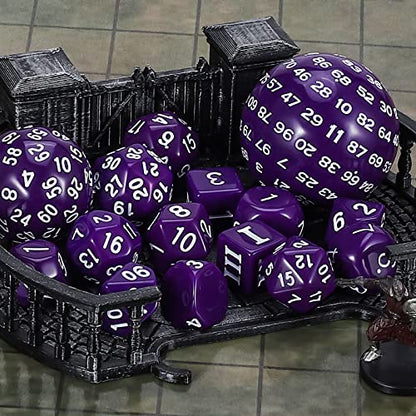 CiaraQ DND Polyhedral Dice Set (15pcs) D4-D100 Game Dice with Dice Bag | Acrylic Role Playing Dice for Dungeons and Dragons MTG Table Games (Purple & White) - color: Purple & White