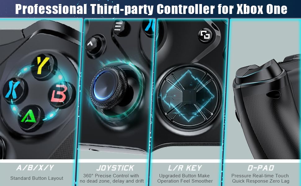 Xexvyrin Wireless for X-Box Controller, Compatible with X-box One X|S, Series PC, Edition Custom Controller 6-Axis Motion Control 3.5mm Audio Jack Dual Vibration Macro Function Turbo（Classic Black）