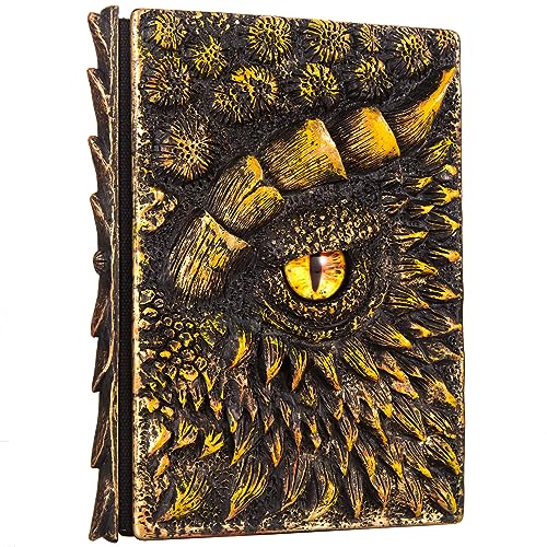 3D Dragon Eye Embossed Journal,Resin Engraving Notebook,Dnd notebook for Dragon Lovers ，Blank Paper,Hardcover Travel Notepad for Writing,Sketchbook,Collection,Gift,Decoration A4 and A5 Size (A5-Glod) - color: A5-Glod