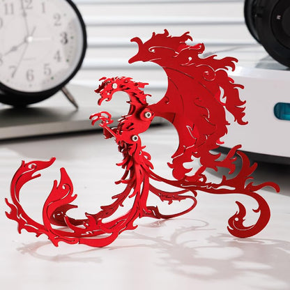 Phoenix 3D Metal Jigsaw Puzzle, Red-Wings, 28 Pieces | DIY Games, Handmade Model Kits, Stainless Steel, Building Blocks Assembly, Gift for Adult - color: Phoenix Red-wings