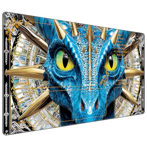 DEGDFSGR for MTG Playmat with Zones 24 x 14 inches for TCG Playmats Non-Slip Rubber Base Commander Play Mat for MTG Mat Iorcana Trading Card Game, Blue Dragon - color: Blue Dragon, size: 24" x 14"