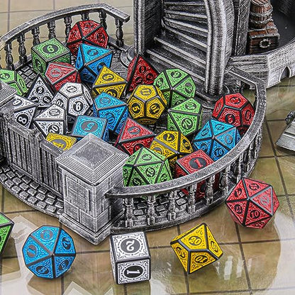 Coyeekn 35Pcs Retro DND Polyhedral Dice Set with Storage Pouch | 5 Complete Polyhedral Dice Sets (D4-D20), Great for D&D, MTG & Tabletop RPG Games - color: 35pcs-retro Sets