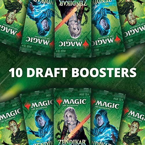 Magic: The Gathering Zendikar Rising Bundle | 10 Draft Booster Packs (150 Cards) | Foil Lands | Accessories