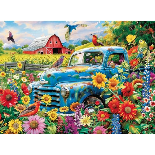 300 Piece Puzzles for Adults,Songbirds on The Farm Jigsaw Puzzle for Adults Kids Seniors,Recycled Cardboard Large Piece Puzzle 300 Piece,Family Activity Great Gift for Family Friends 20.5 * 15 in - style: Farm Country