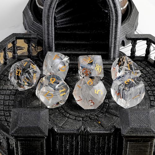7-Piece Diamond Cut Dice Set D&D Set for Dungeons and Dragons, RPG, Tabletop Games, remium Gift Box & Durable Design - color: Ls-3