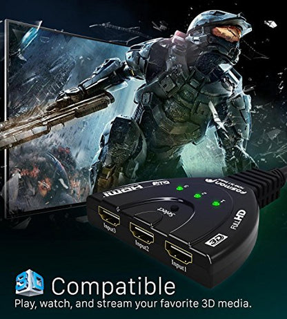 Fosmon 4K HDMI Switch, 3 Port HDMI Switcher with Pigtail Cable, Supports 30Hz, HDCP, Ultra HD for HDTV, PS5, Xbox, Fire Stick (Pack of 2) - size: 4k@30Hz (Pack of 2)