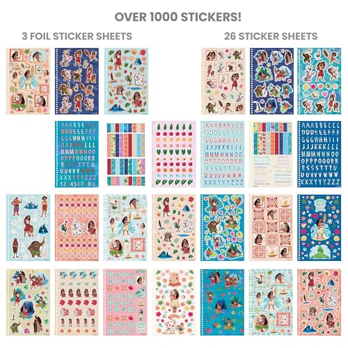 Fashion Angels Disney Moana Sticker Book | Includes 1000+ Moana-Themed Stickers & 10 Collector Pages, Ideal Arts & Crafts for Kids Ages 8+ - color: MULTI