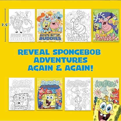 Spongebob Aqua Art, Mess-Free Water Reveal Coloring Book with Pen, No Mess Travel Activity Pad for Kids & Toddlers, Reusable Water Art Set, Preschool On-The-Go Toy, Mess Free Coloring for Toddlers - style: SpongeBob