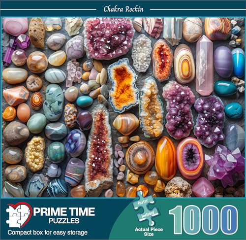 1000 Piece Rock Jigsaw Puzzle for Adults - Colorful Crystals and Healing Stones - Challenging Puzzle Perfect for Game Nights - Unique and Difficult - 20x27 inches (Chakra Rockin) - color: Chakra Rockin