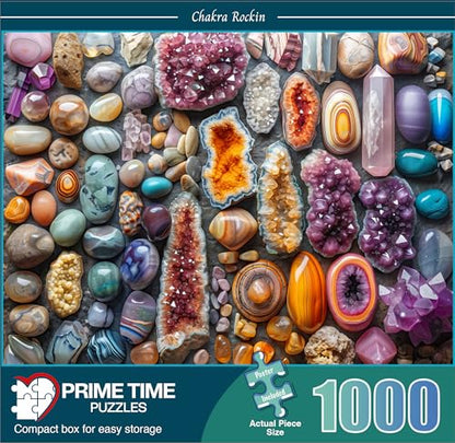1000 Piece Rock Jigsaw Puzzle for Adults - Colorful Crystals and Healing Stones - Challenging Puzzle Perfect for Game Nights - Unique and Difficult - 20x27 inches (Chakra Rockin) - color: Chakra Rockin