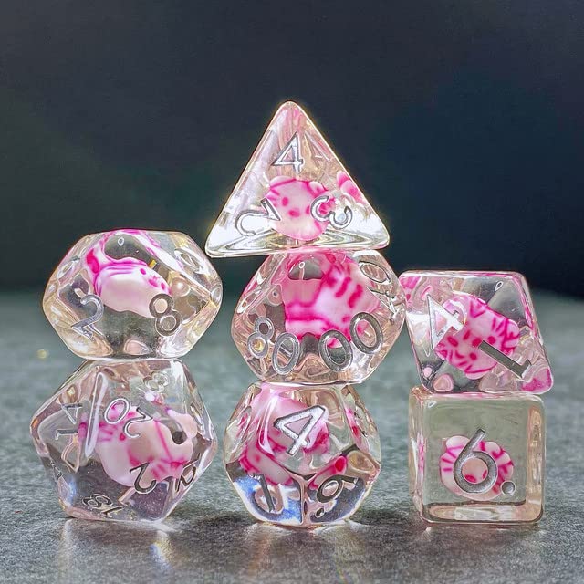 Sage's Portal Familiars and Reagents Resin DND Dice Set Polyhedral Dice Set for Dungeons and Dragons RPG Tabletop TTRPG (Kitty Treats) - color: Kitty Treats