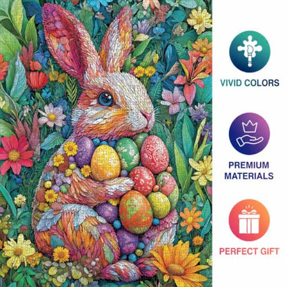 Cross & Glory | 1000 Piece Puzzle for Adults | The Easter Garden Bunny | Egg Rabbit & Botanical Spring Puzzle | Satin Finish | Easter Puzzles for Adults 1000 Pieces Ages 14+ - color: The Easter Garden Bunny