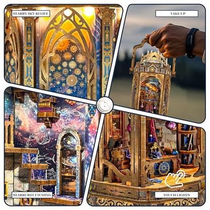 3D Wooden Puzzles for Adults 3D Puzzles Model kit Stress-Relief Toy with Mechanical Rotation Bookshelf Ideal Gift for Adults and Teens- The Lantern of Gaiaxy - color: The Lantern of Gaiaxy